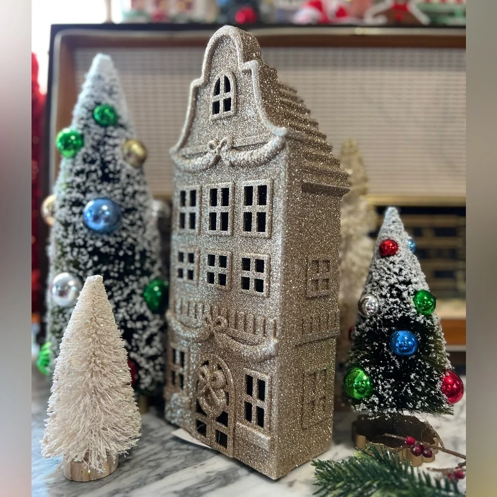 ✨NEW⚜️Target Wondershop Gold Glitter Christmas Village Building🎄